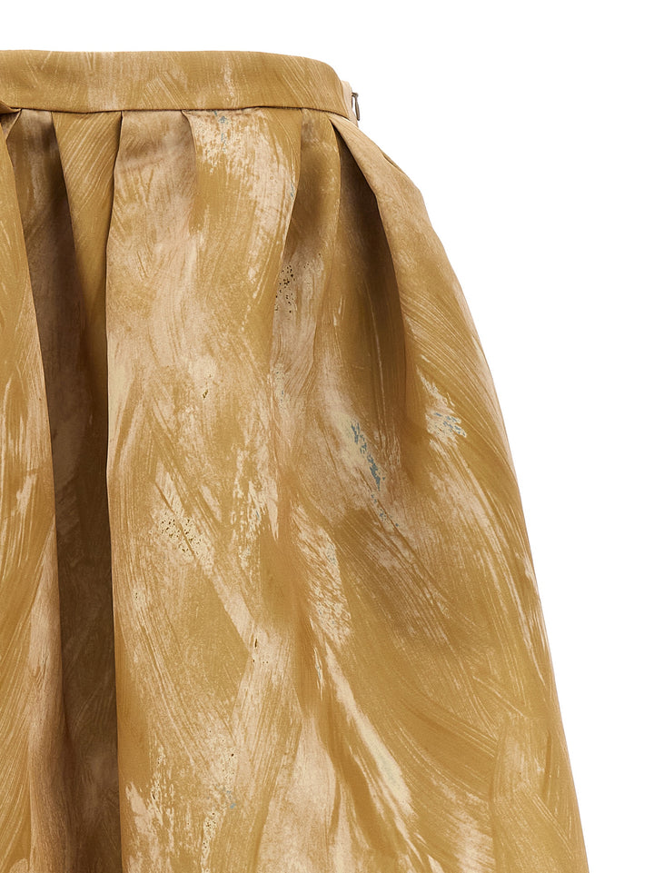 Flared Midi Skirt Gonne Beige