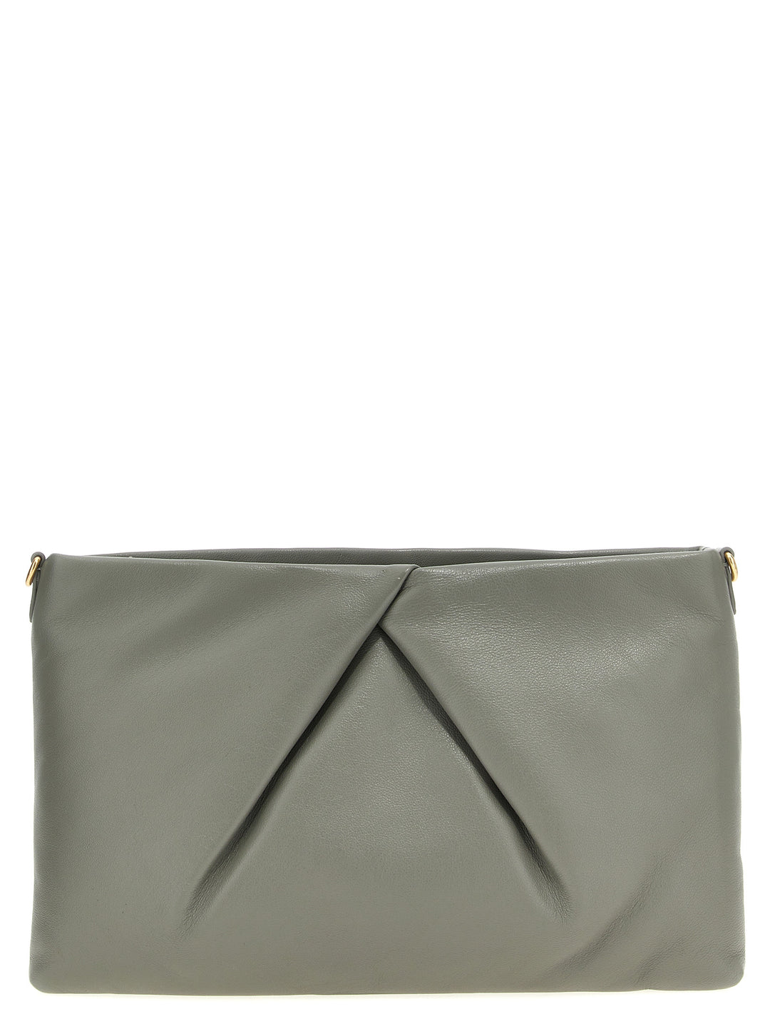 Logo Leather  Bag Clutch Grigio