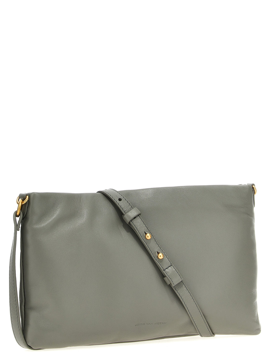 Logo Leather  Bag Clutch Grigio