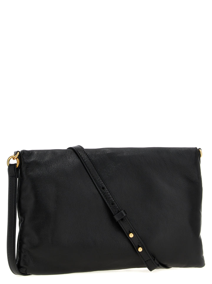 Logo Leather  Bag Clutch Nero