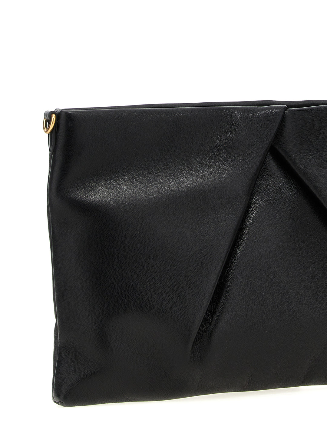 Logo Leather  Bag Clutch Nero