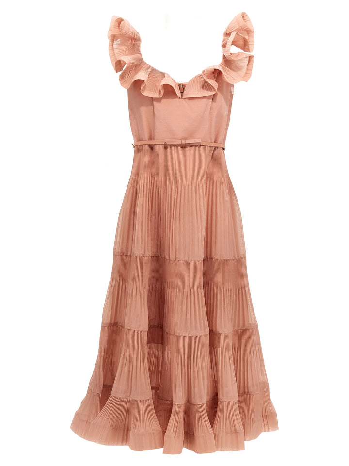 Pleated Fill Midi Abiti Rosa