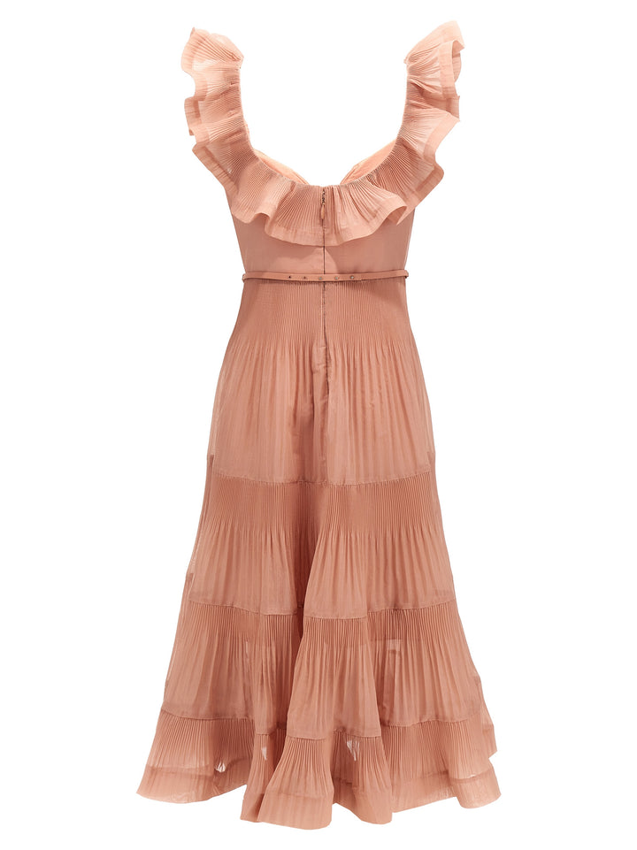 Pleated Fill Midi Abiti Rosa