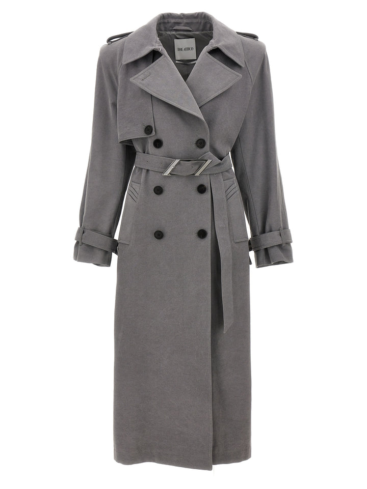 Double-Breasted Trench Coat Trench E Impermeabili Grigio