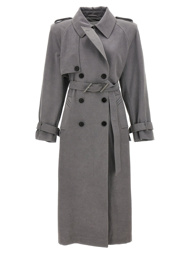 Double-Breasted Trench Coat Trench E Impermeabili Grigio