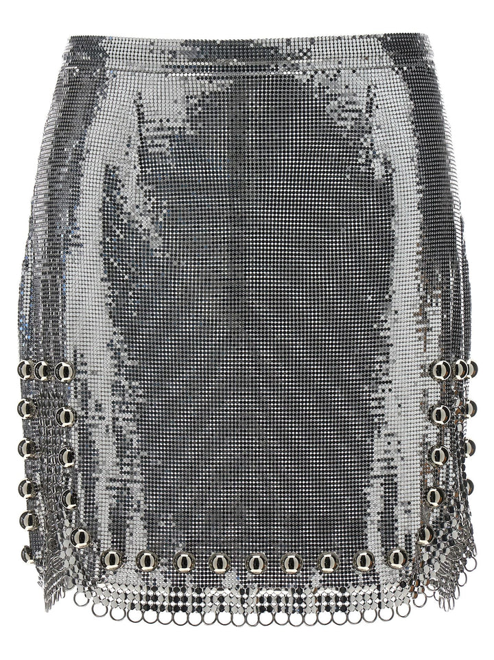 Metallic Mesh Skirt Gonne Silver