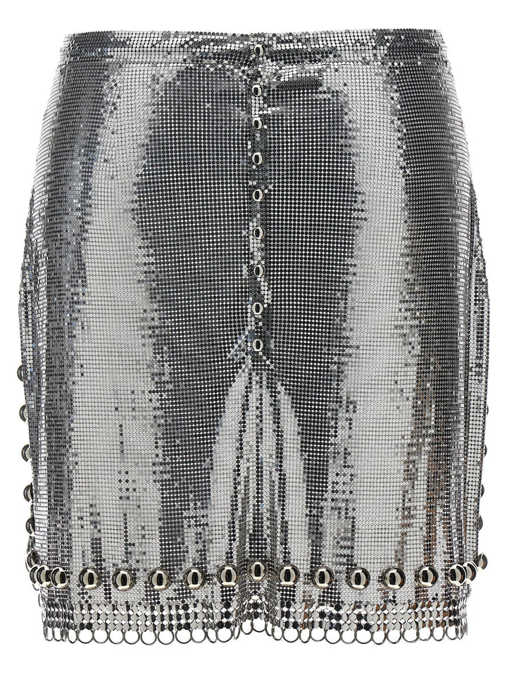 Metallic Mesh Skirt Gonne Silver