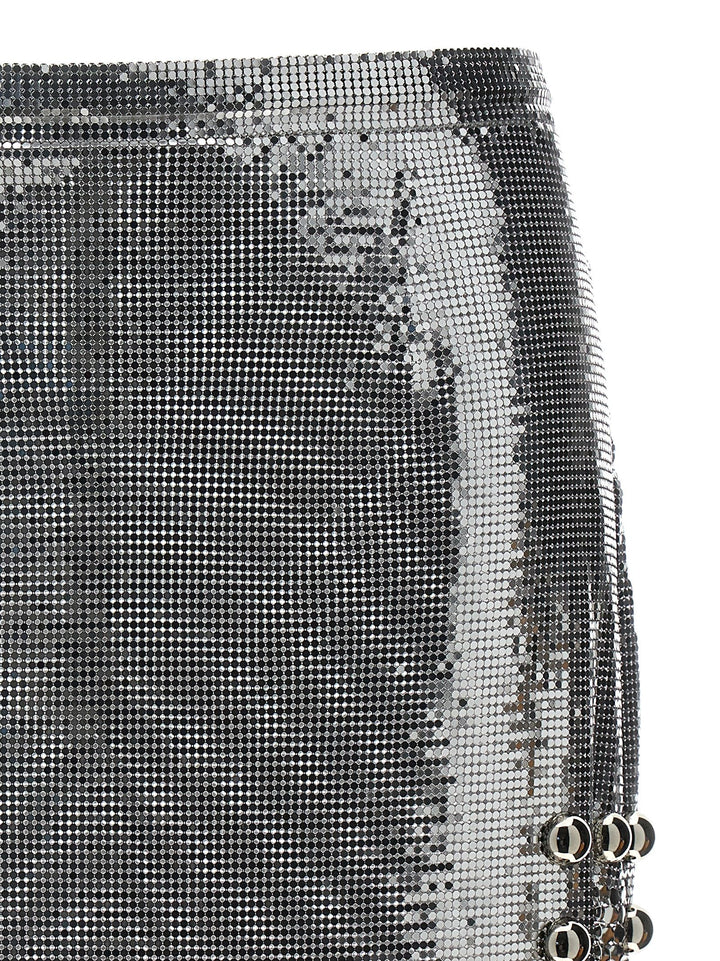 Metallic Mesh Skirt Gonne Silver