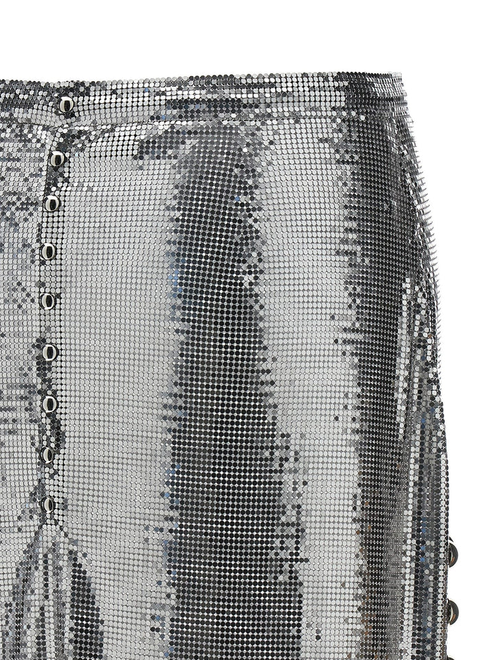 Metallic Mesh Skirt Gonne Silver