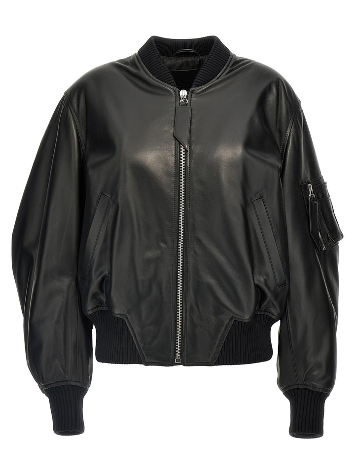 Leather Bomber Jacket Giacche Nero