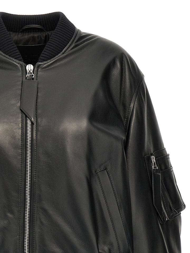 Leather Bomber Jacket Giacche Nero