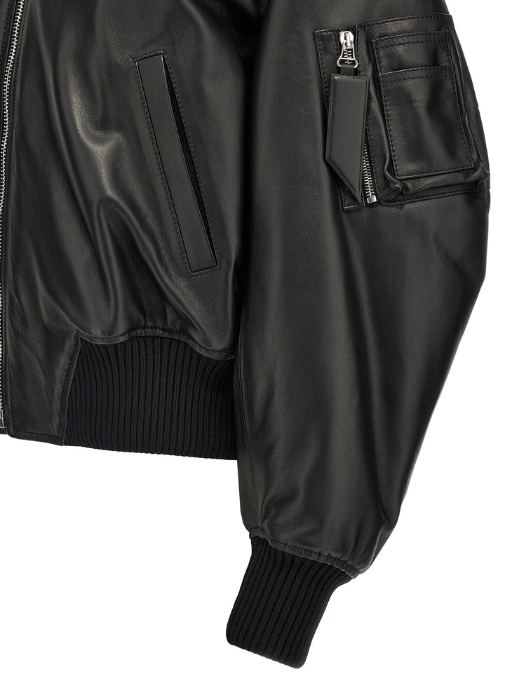 Leather Bomber Jacket Giacche Nero