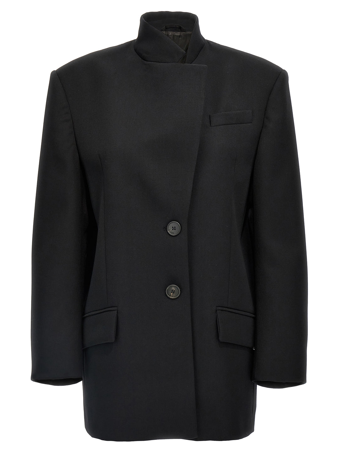 Single-Breasted Wool Blazer Blazer And Suits Nero