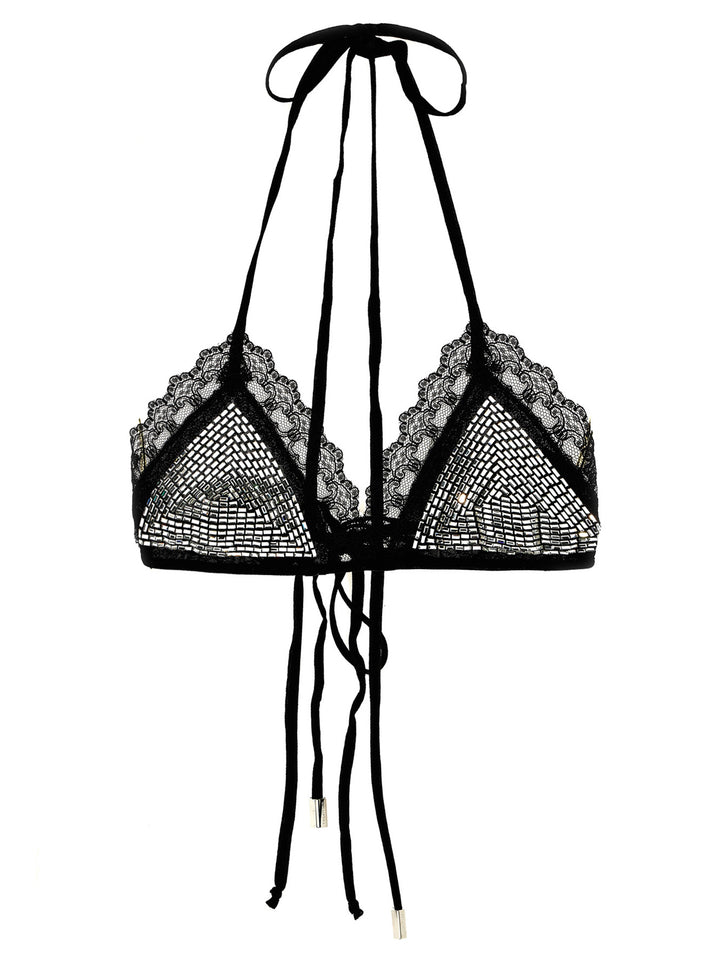 Rhinestone Bra Intimo Nero