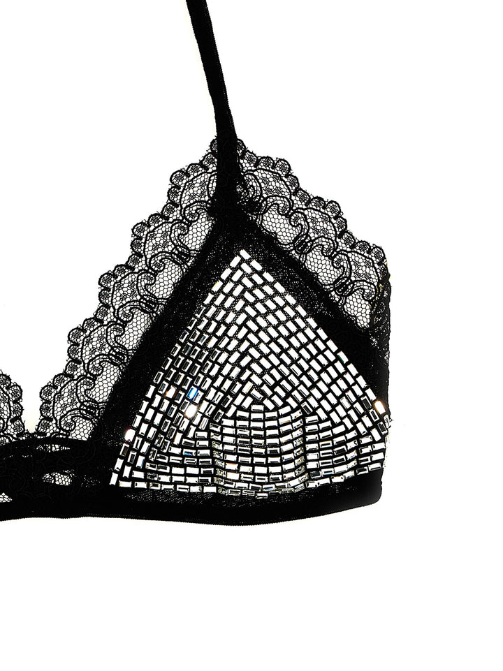 Rhinestone Bra Intimo Nero