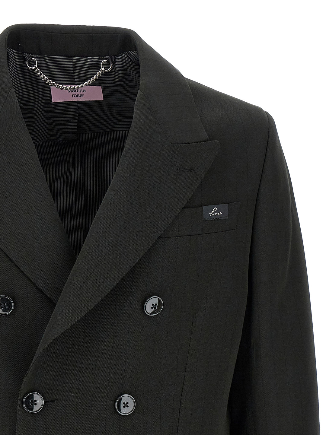 Striped Double-Breasted Blazer Nero