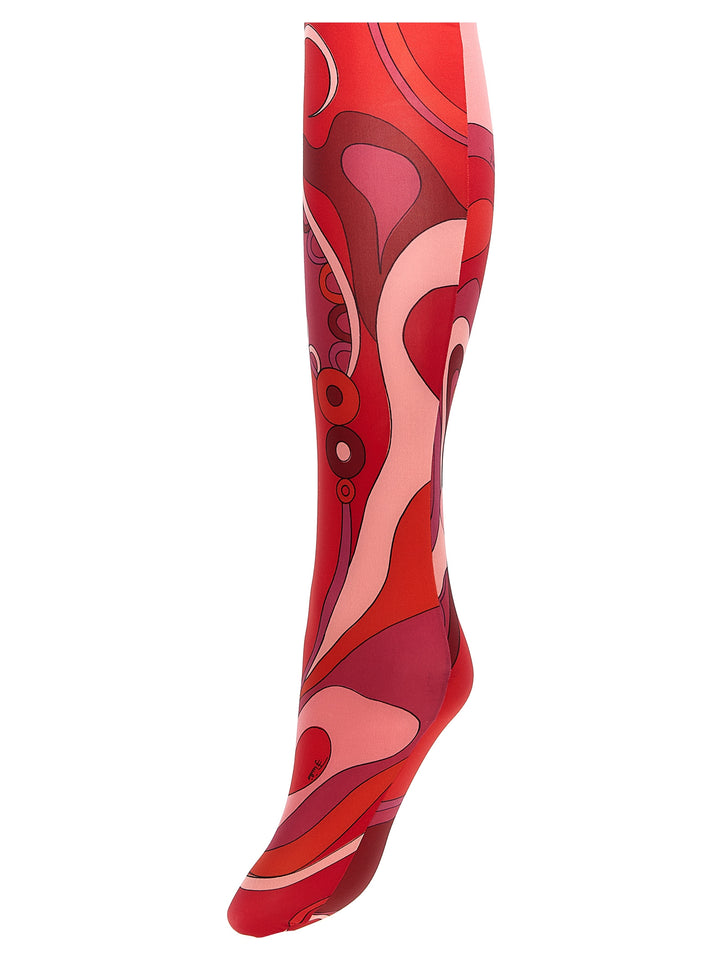 Patterned Printed Tights Calzini Fucsia