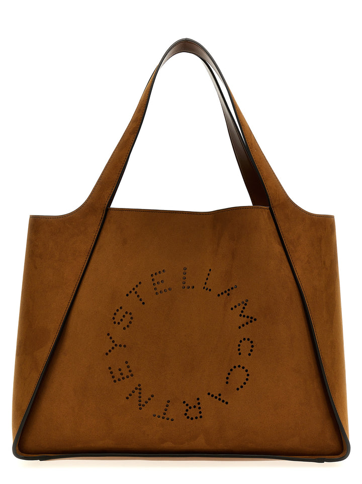 Suede Logo Shopping Bag Tote Marrone