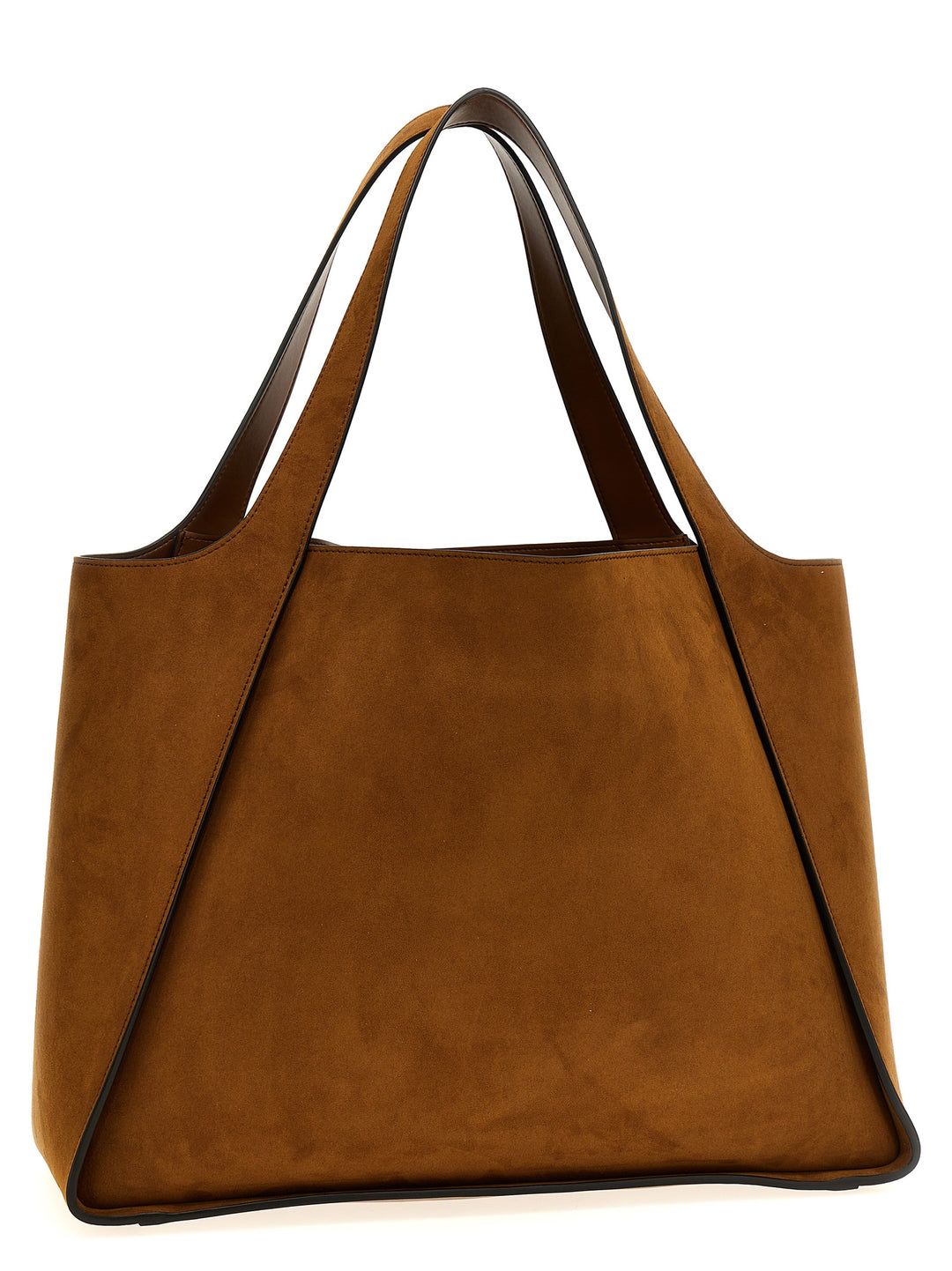 Suede Logo Shopping Bag Tote Marrone