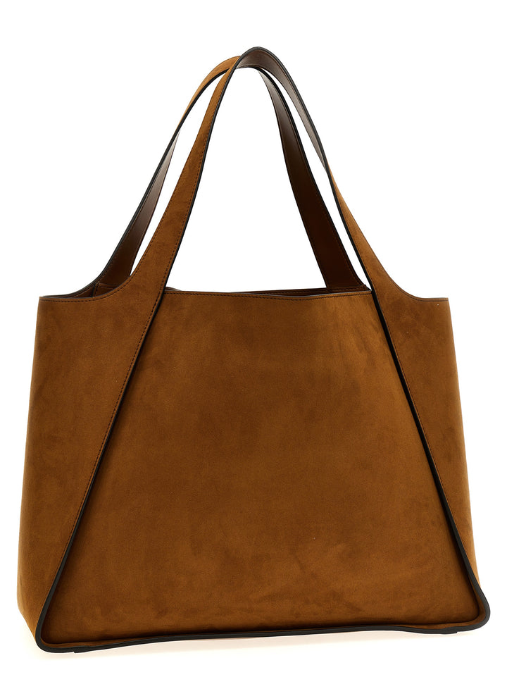 Suede Logo Shopping Bag Tote Marrone