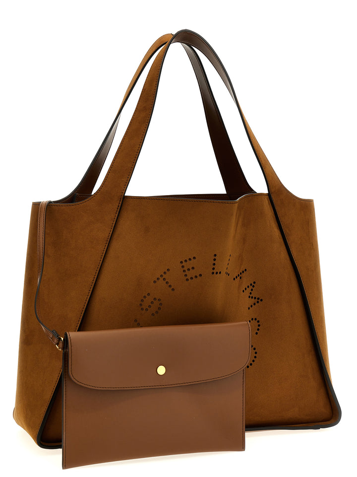 Suede Logo Shopping Bag Tote Marrone