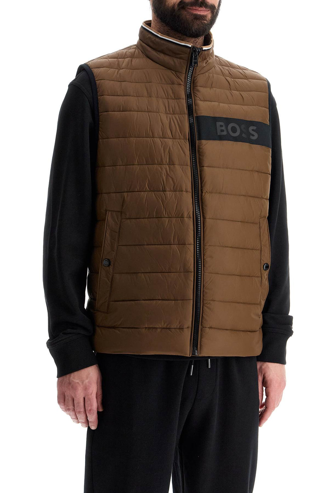 Gilet Trapuntato Verde In Poliestere Riciclato Con Zip