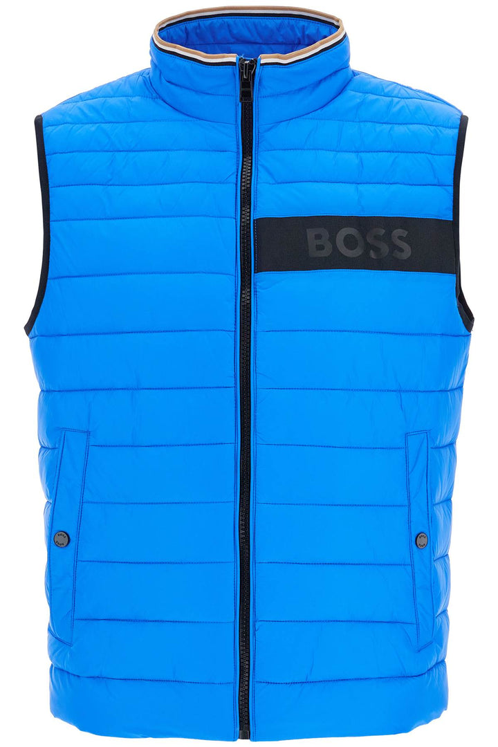 Gilet Trapuntato Blu Brillante Con Collo Alto E Zip