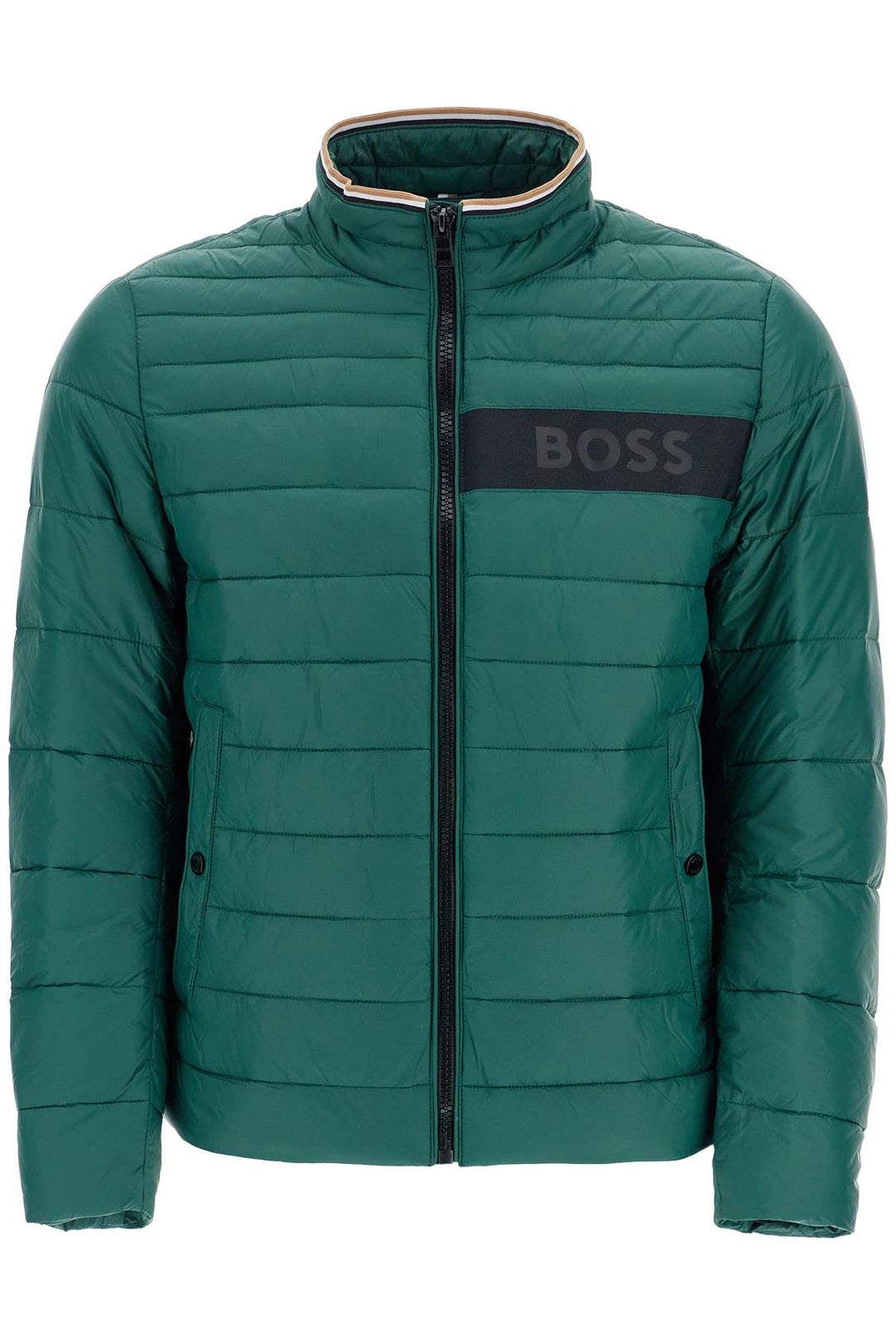 Piumino Verde Collo Alto Regular Fit Con Zip