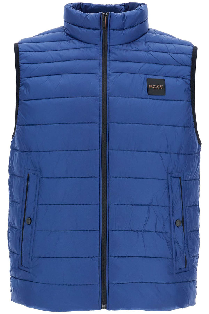 Gilet Imbottito A Righe Blu Collo Alto