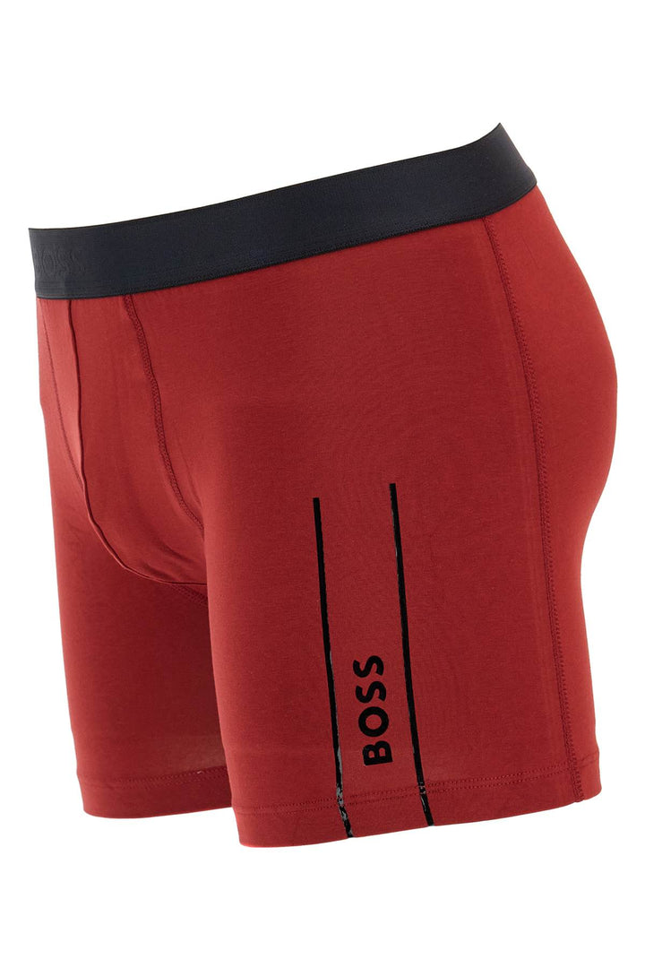 Boxer Slim Fit Rosso Scuro Con Logo Laterale In Cotone