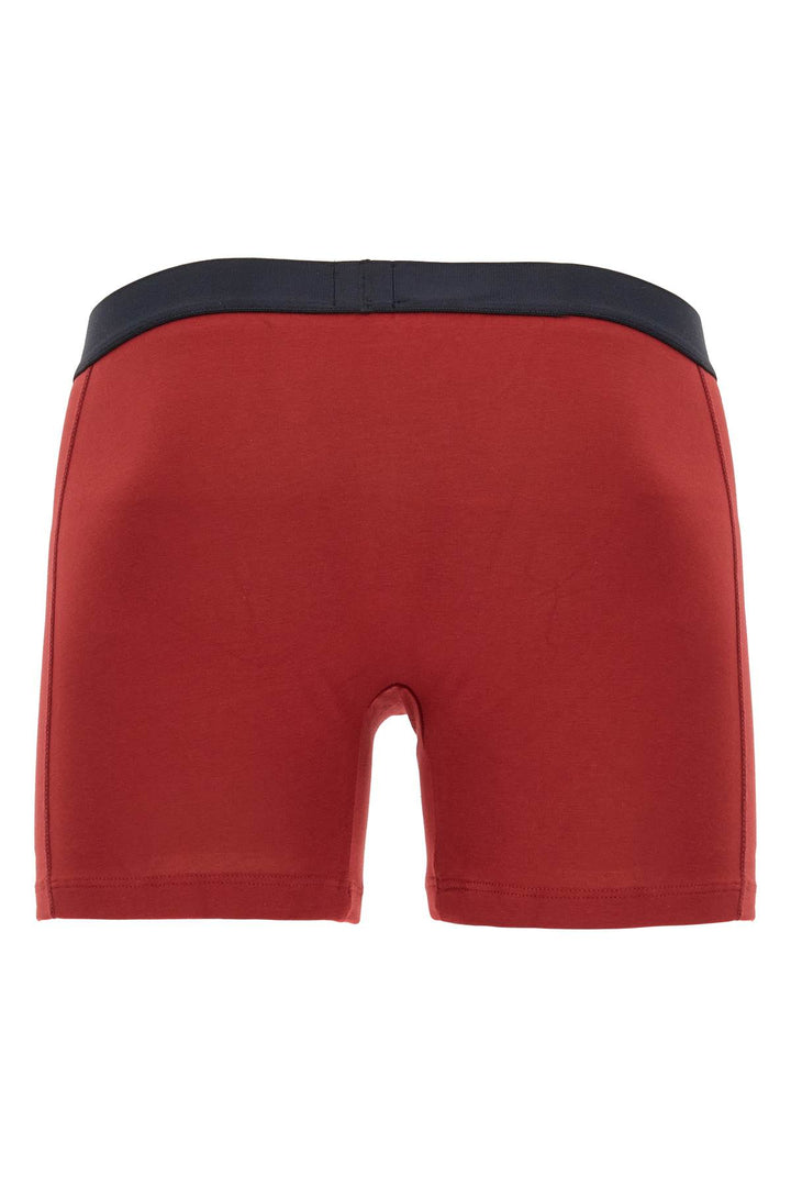 Boxer Slim Fit Rosso Scuro Con Logo Laterale In Cotone