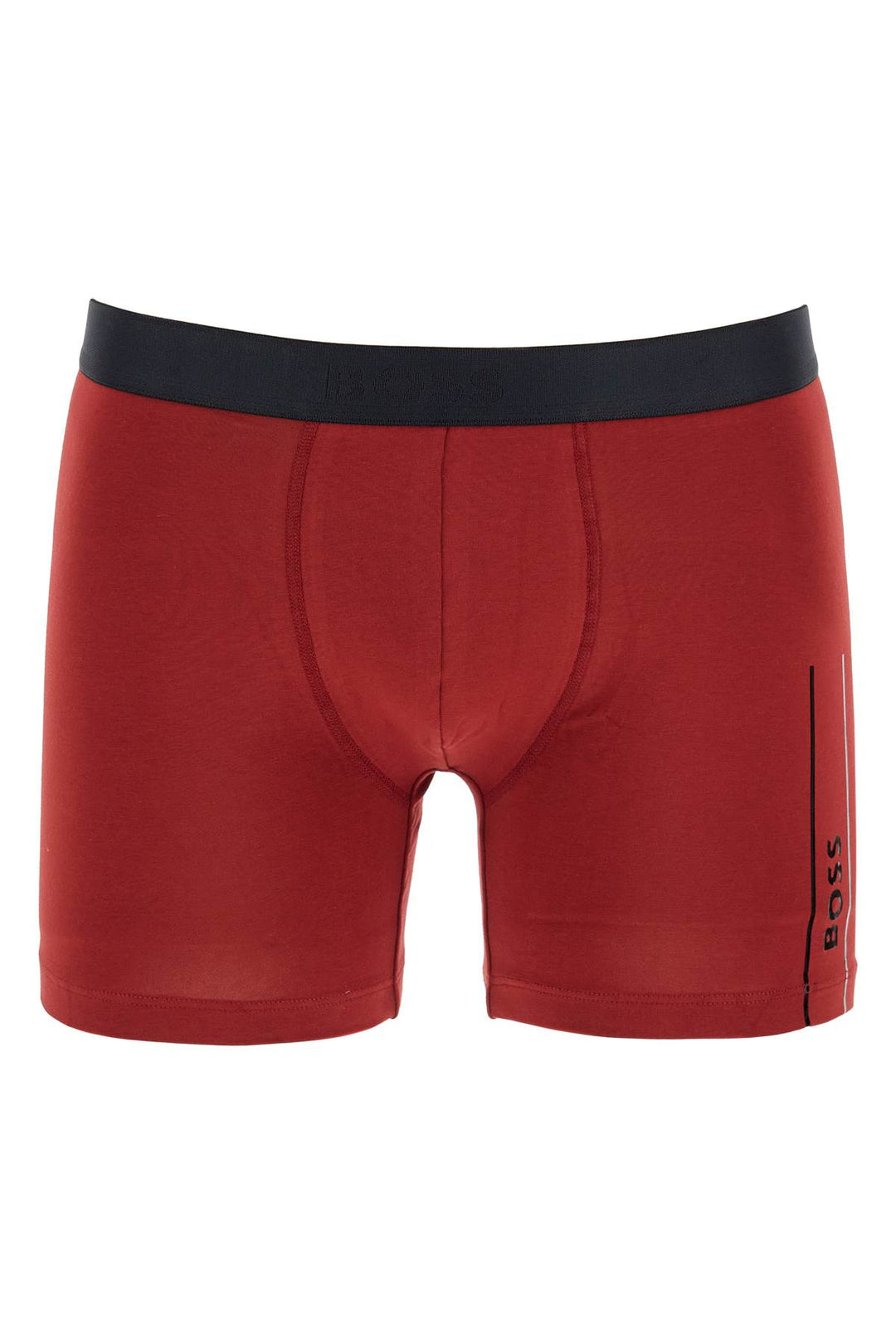 Boxer Slim Fit Rosso Scuro Con Logo Laterale In Cotone