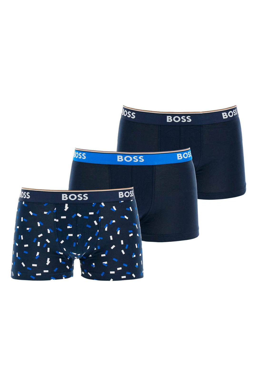 Boxer Slim Fit Blu Scuro E Fantasia Set 3 Pezzi Cotone Elasticizzato