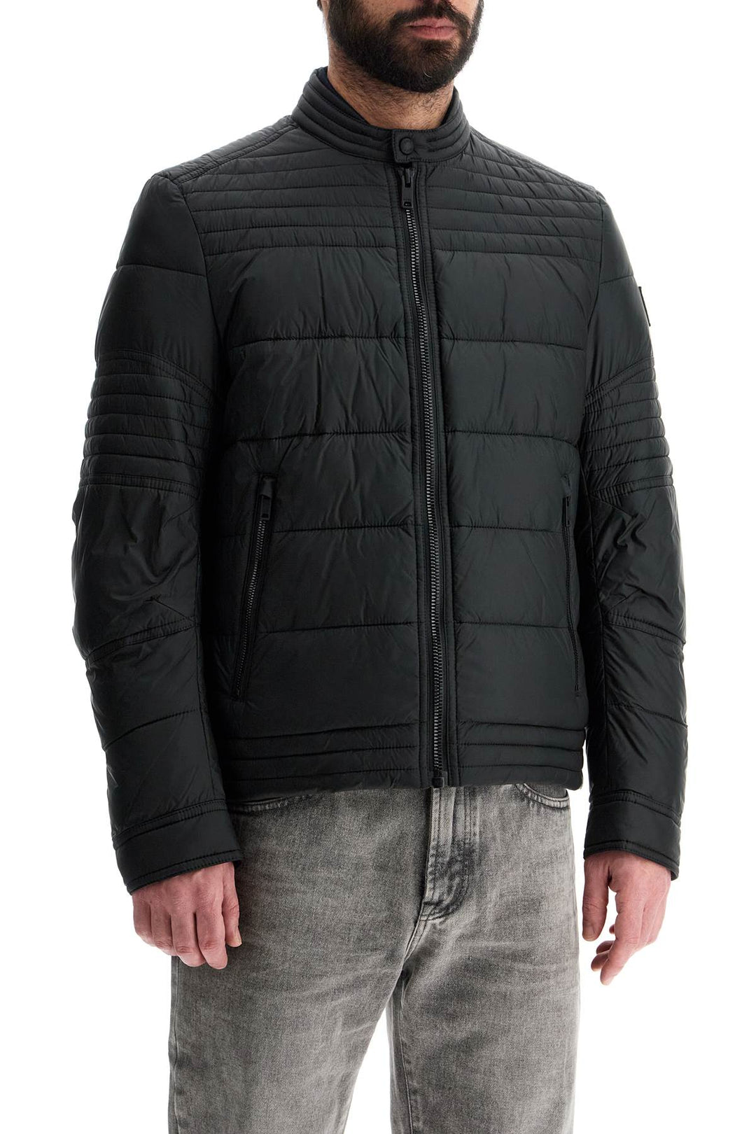 Piumino Collo Alto Nero Regular Fit