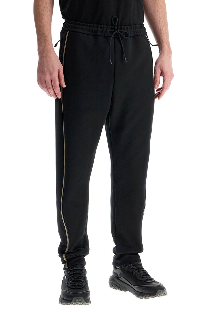 Pantaloni Uomo Vita Alta Slim Fit Nero Con Piping