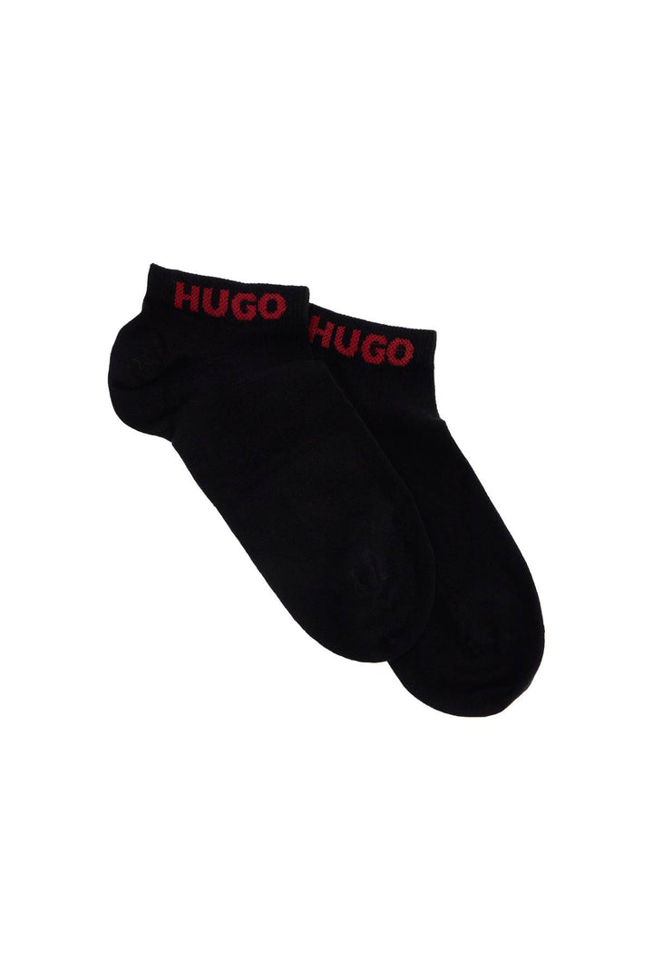 Calze Corte Uomo 4 Paia Cotone Logo Ripetuto Nero E Rosso