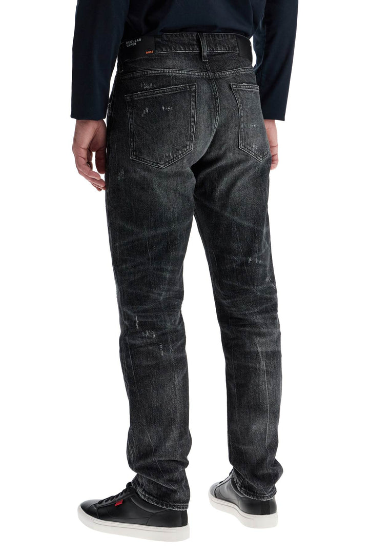 Jeans Regular Taper Vita Media Charcoal Cotone Elastan