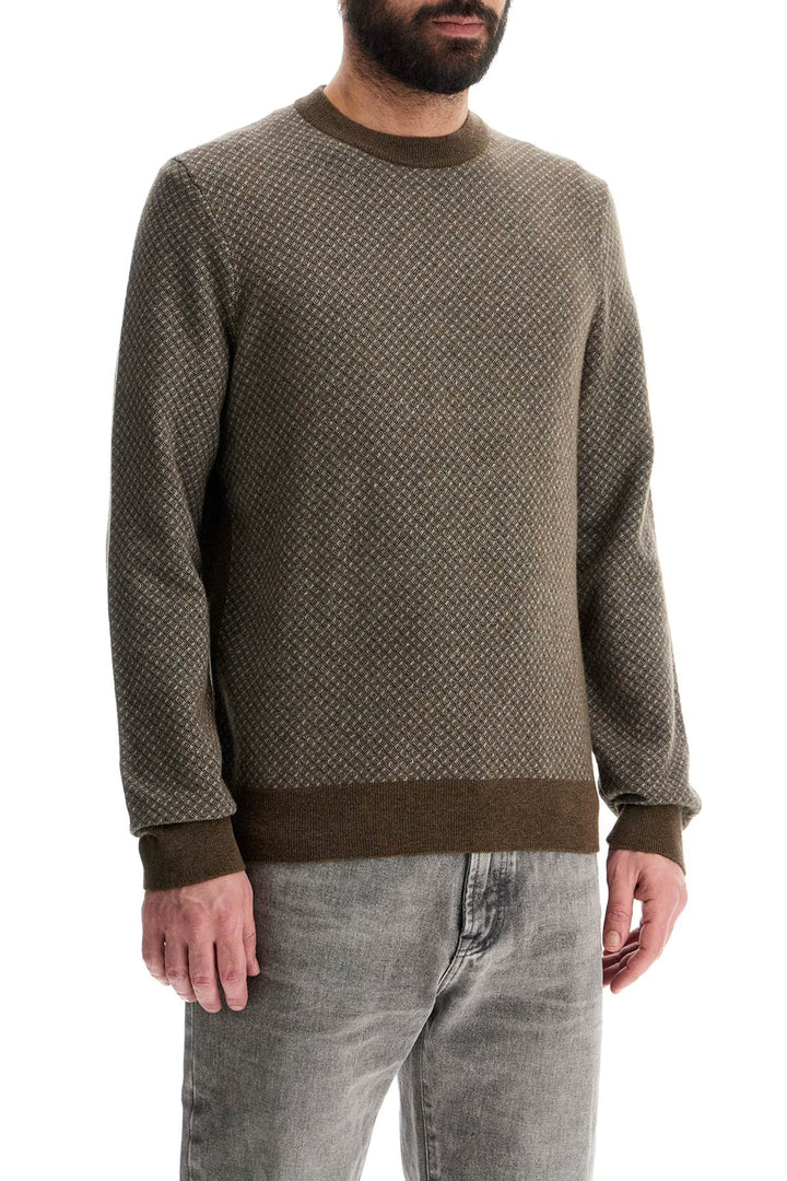 Maglione Rombi Verde Slim Fit Lana E Cotone