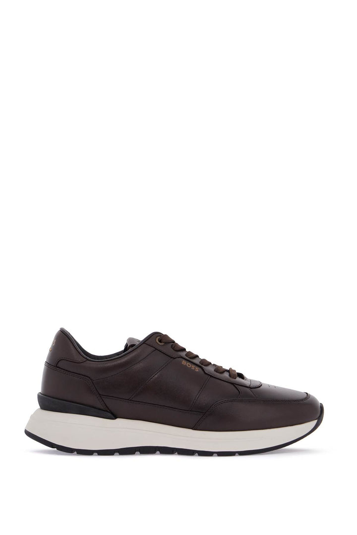 Sneakers Uomo Pelle Marrone Scuro Suola Gomma Jace Runn Bu