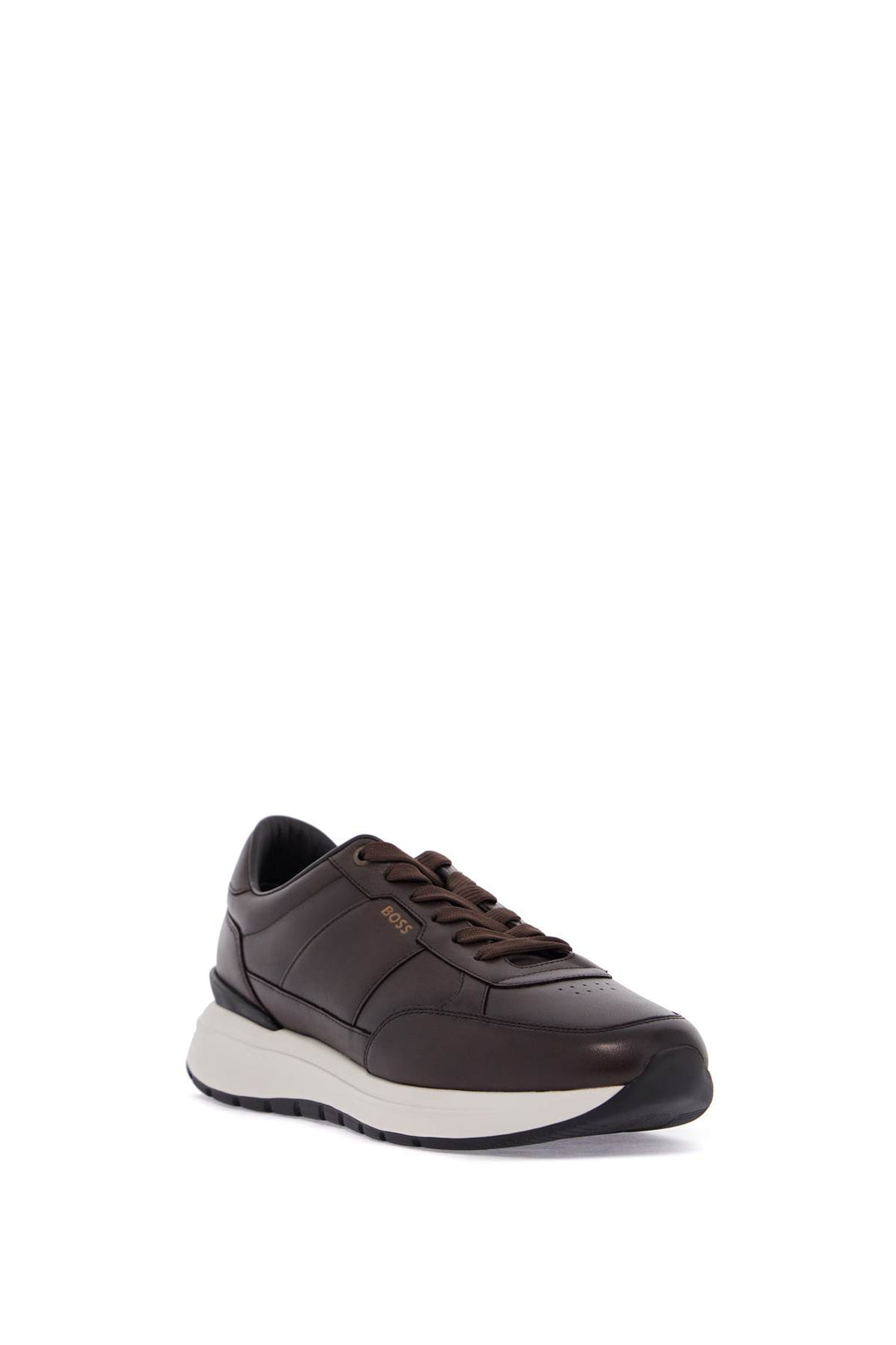 Sneakers Uomo Pelle Marrone Scuro Suola Gomma Jace Runn Bu