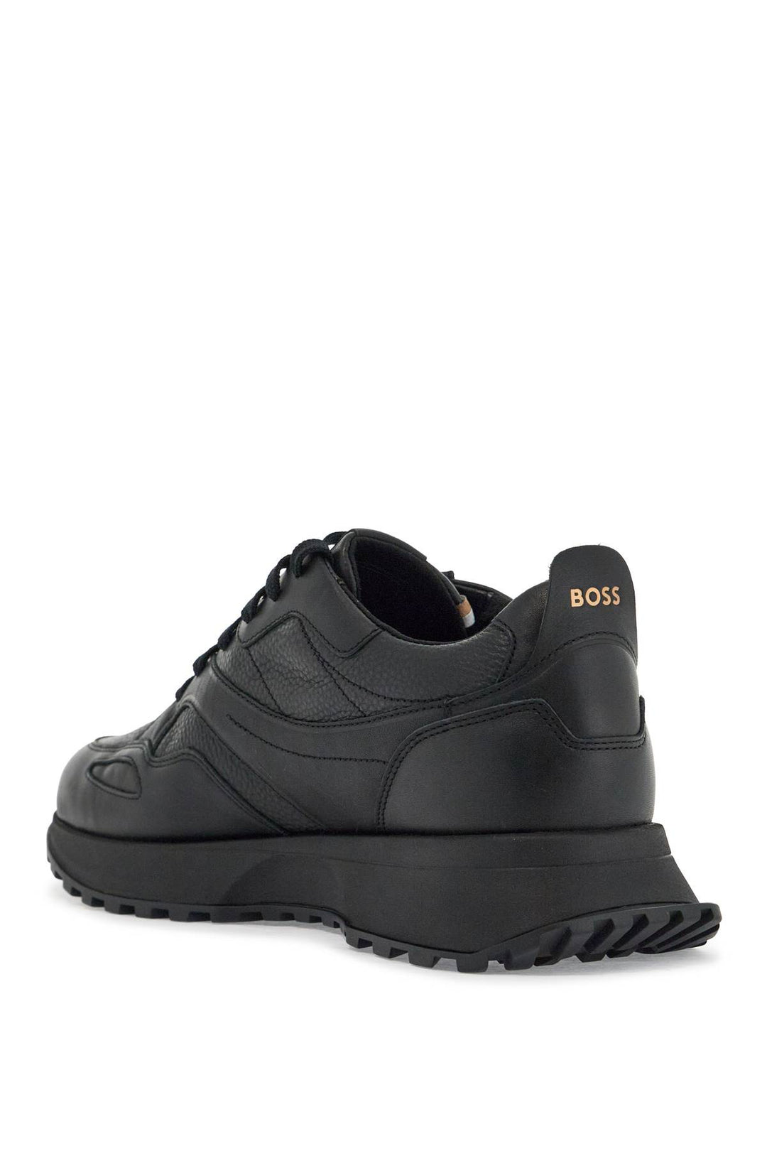 Sneakers Sportive Pelle Nera Con Strappo Uomo