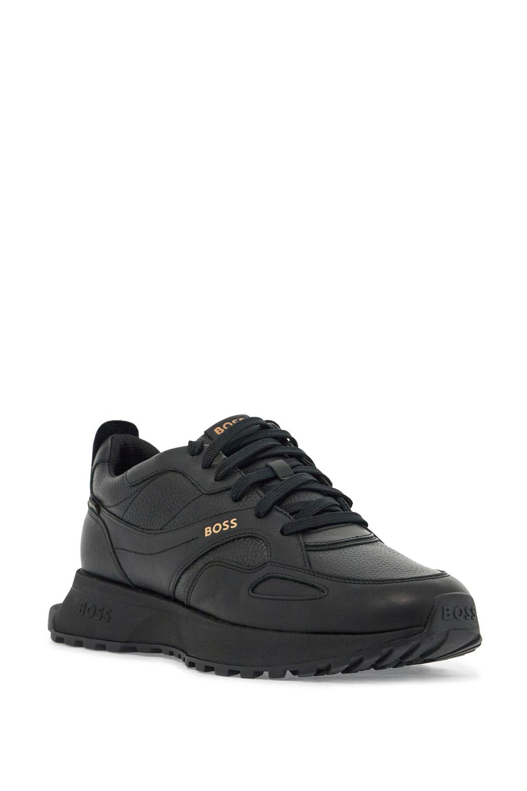 Sneakers Sportive Pelle Nera Con Strappo Uomo