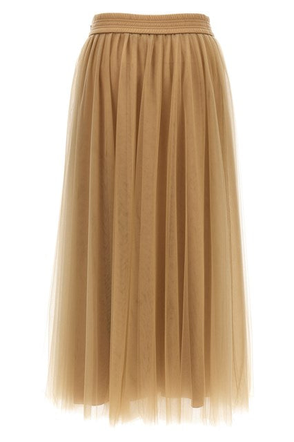 Tulle Midi Skirt Gonne Beige