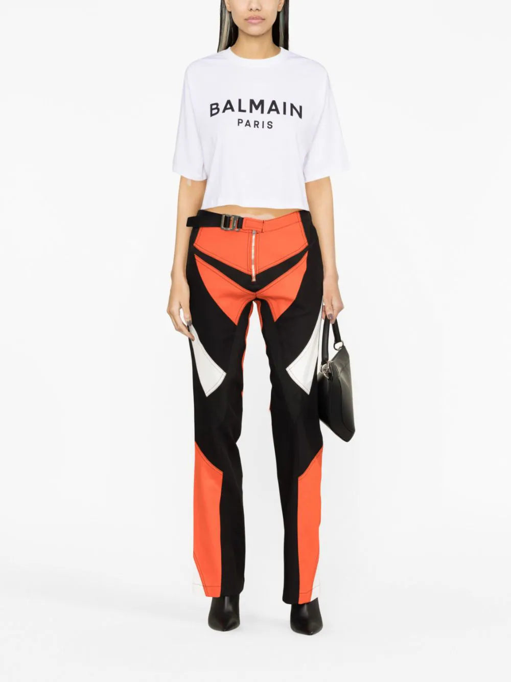 Balmain T-shirt crop con stampa