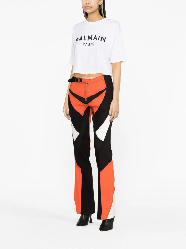 Balmain T-shirt crop con stampa