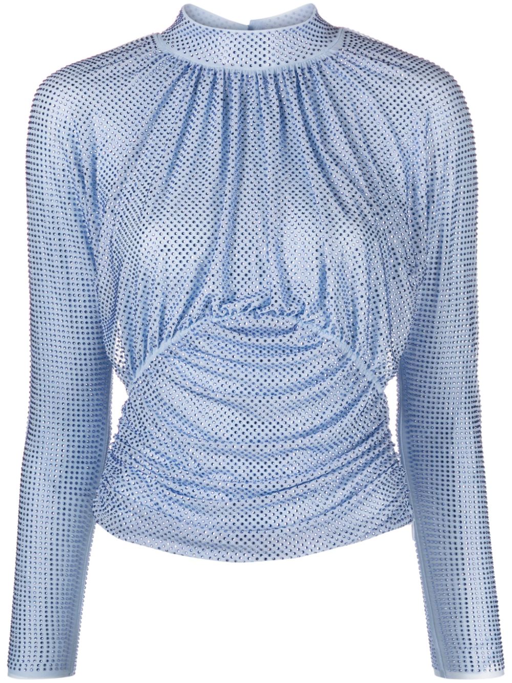 Light blue rhinestone mesh top