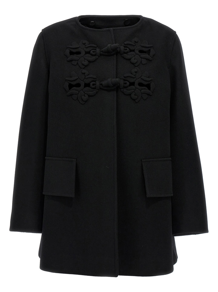 Valentino Embroidery Coat Trench E Impermeabili Nero