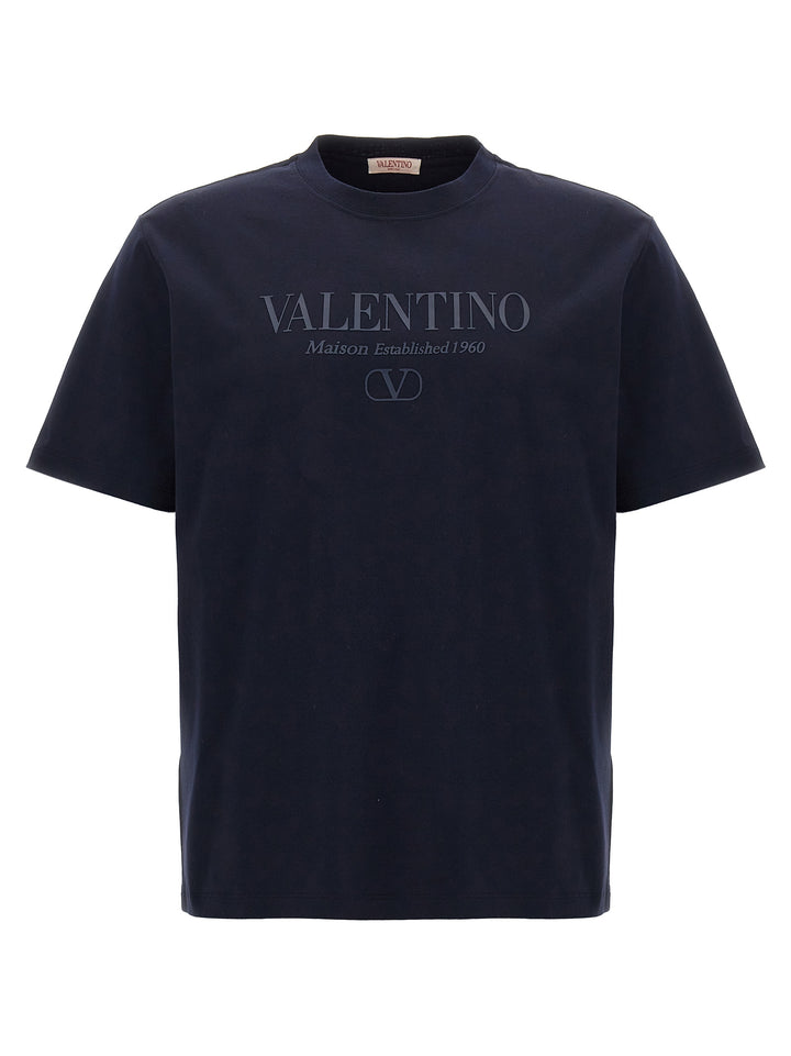 Valentino Logo Print T Shirt Blu