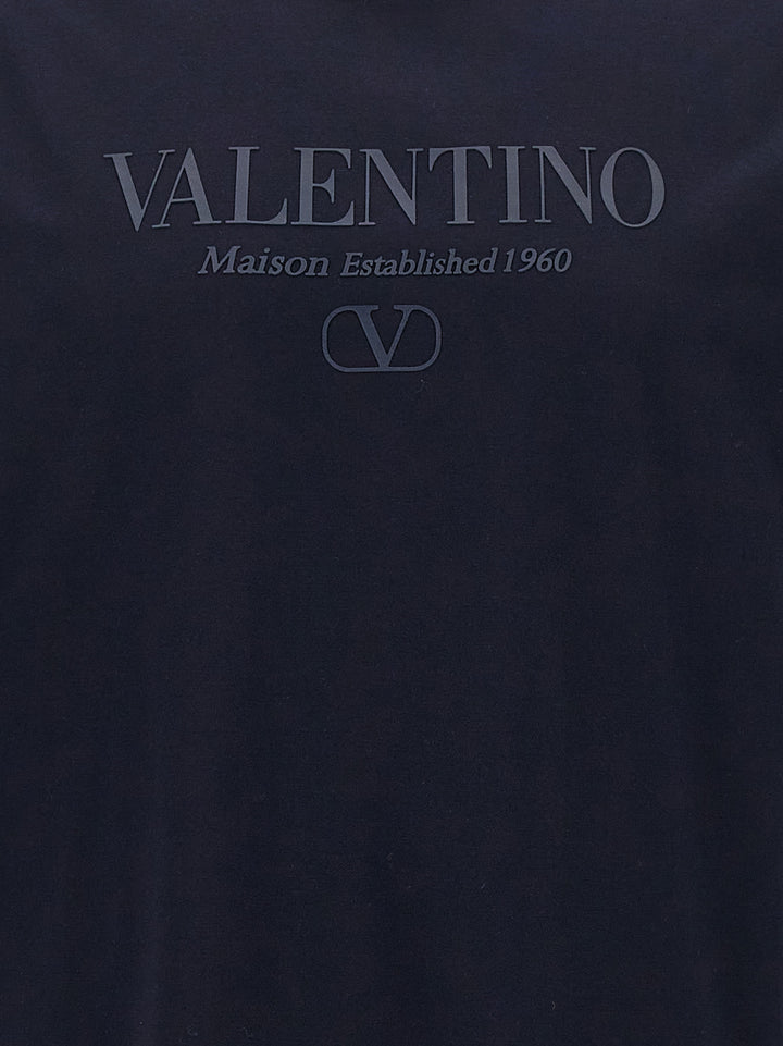 Valentino Logo Print T Shirt Blu