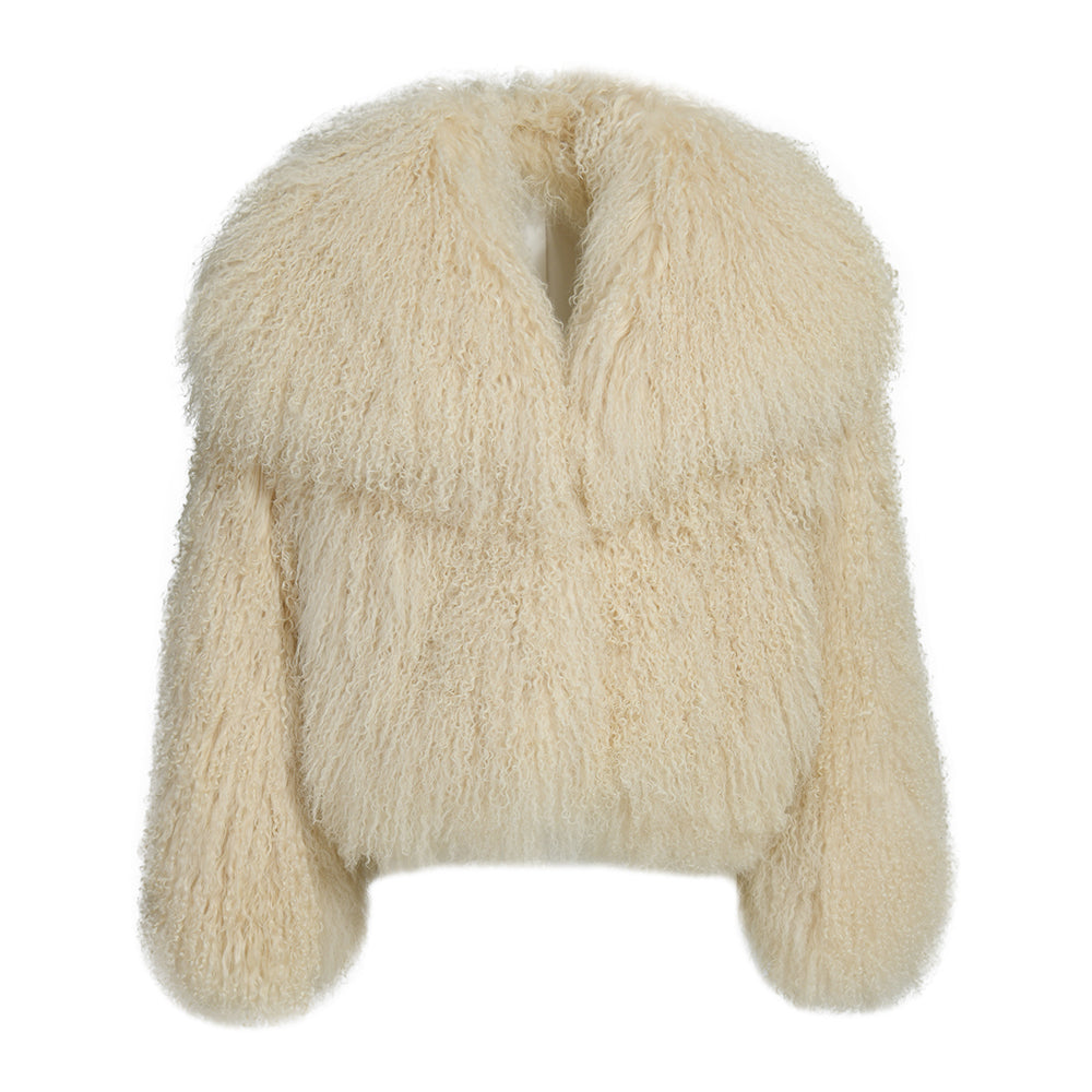 Cappotto Loyenne Beige in Pelliccia di Agnello